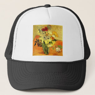 Casquette Van Gogh peignant des fleurs capricieuses et des v