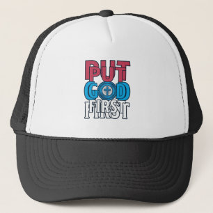 Casquette Vecteur de citation chrétienne Mets Dieu en premie