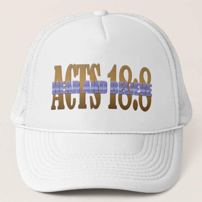 Casquette Verset biblique : ENTENDEZ ET CROYEZ (Devant)