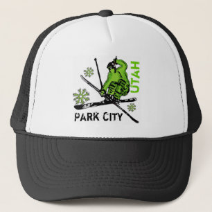 Casquette vert de skieur de thème de Park City
