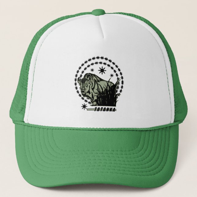 Casquette Vert Sun-Américain de Buffalo/bison de Tatanka (Devant)