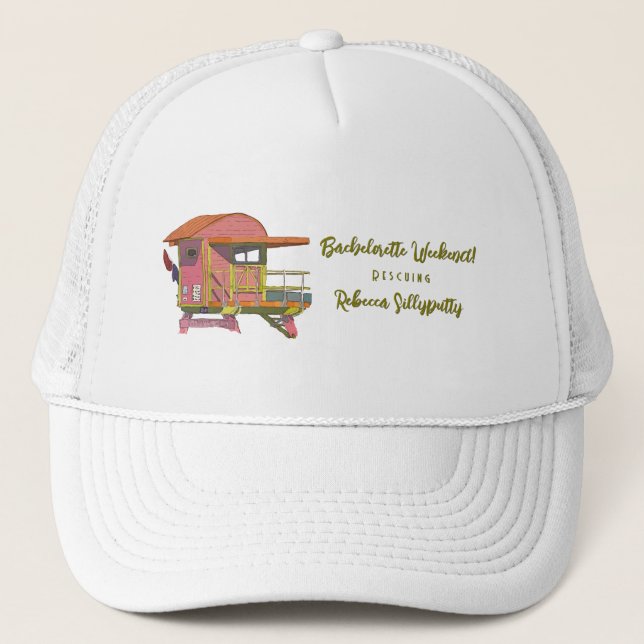 Casquette Vibes de maître-nageur rose pour enterrement de vi (Devant)