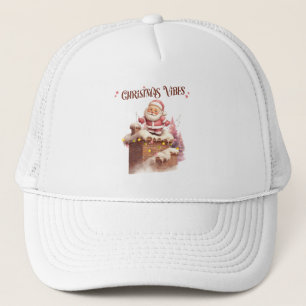 Casquette Vibes de Noël rose Père Noël