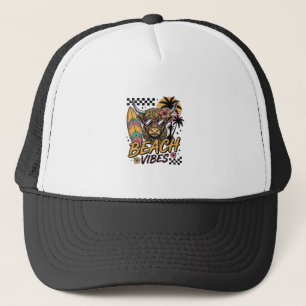 Casquette Vibes de plage vache highland été art vectoriel_1