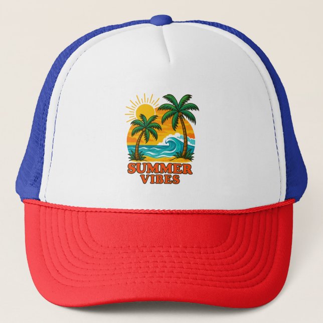Casquette Vibes d'été pour le soleil, le vent et la plage (Devant)