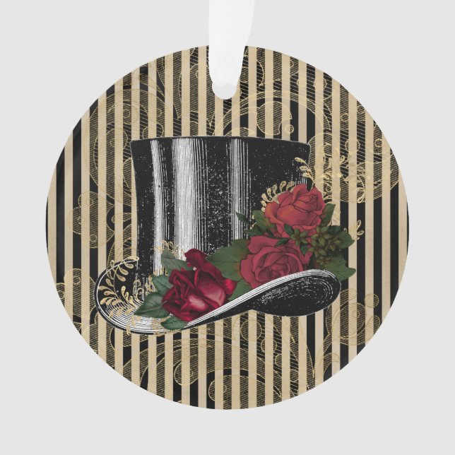 Casquette victorien noir sur Black Gold Damask Str (devant)