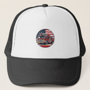 Casquette Vieux Camion de Pompiers Drapeau Américain Cercle 