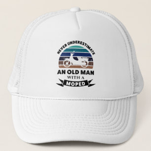 Casquette Vieux homme avec le cyclomoteur Drôle papa