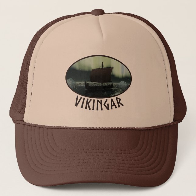 Casquette Viking Navire Et Lumières Du Nord (Devant)