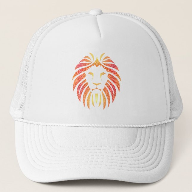 Casquette Visage Abstrait de Lion Orange Tribal (Devant)