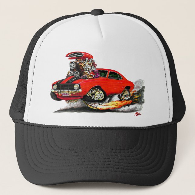 Casquette Voiture 1969 Rouge-Noire de Camaro solides (Devant)