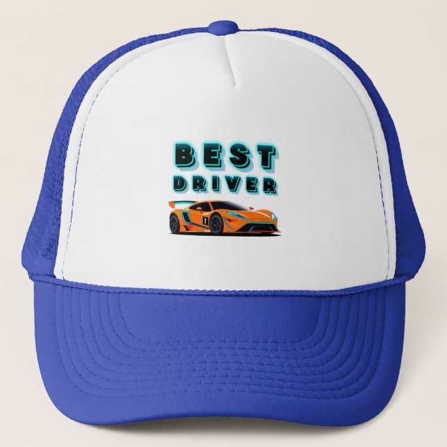 Casquette Voiture de course Orange brillante avec Neon Point (Devant)