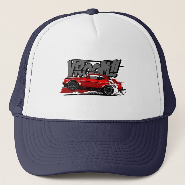 Casquette VOITURE DE COURSE VROOM À VITESSE COMPLÈTE! Casque (Devant)