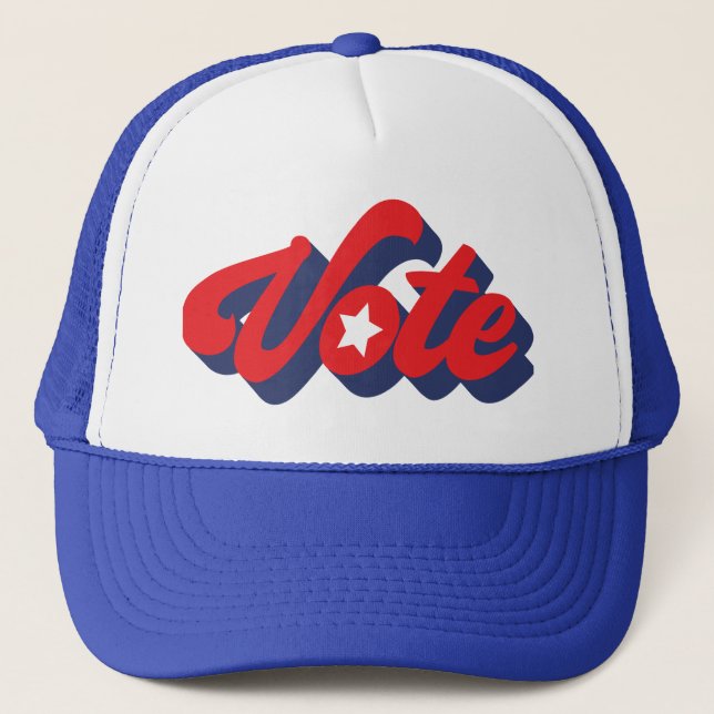 Casquette Vote En Blue Red Bold Lettres Trucker Chapeau (Devant)
