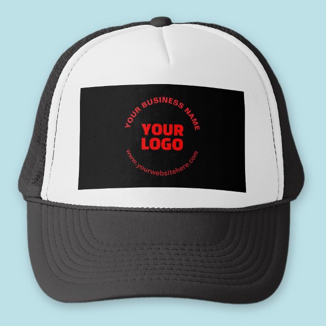 Casquette Votre logo et texte circulaire modifiable, rouge o (Créateur téléchargé)