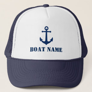Casquette Votre nom de bateau avec Ancre Vintage en bleu mar