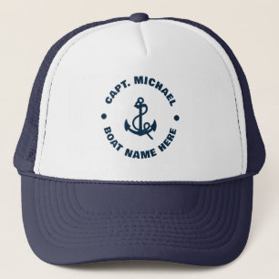 Casquette Votre nom de bateau Nautical Blue blanc Ancre Capi