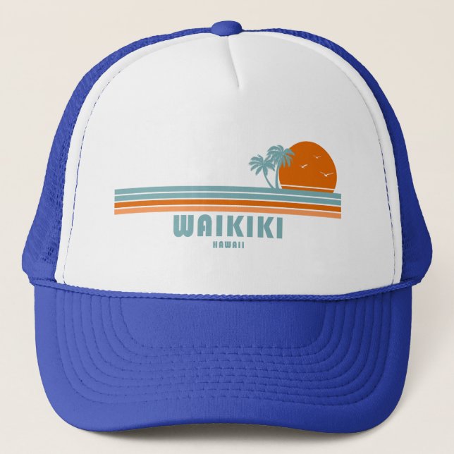 Casquette Waikiki Hawaii palmiers solaires (Devant)