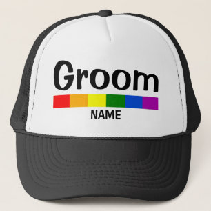 Casquette Wedding Rainbow Flag Banner Groom Name