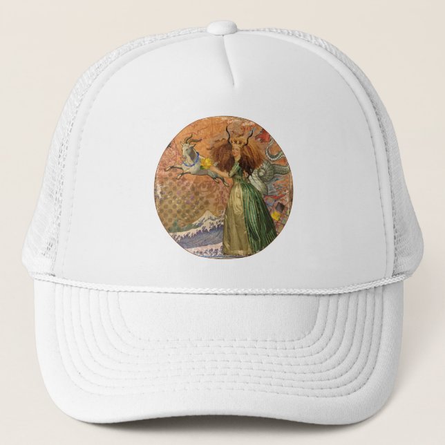 Casquette Whimsical Collage Capricorn Femme médias mixtes (Devant)