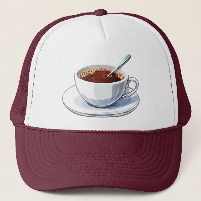 Casquette White coffee cup on a saucer filled with coffee (Devant)
