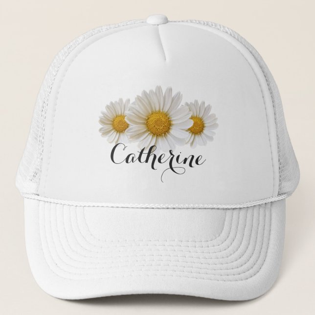 Casquette White Daisies Nom personnalisé Floral (Devant)