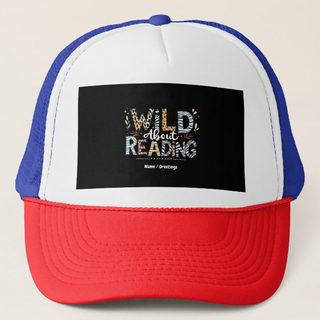Casquette Wild About Reading Book Lover & Animal Design (Devant)
