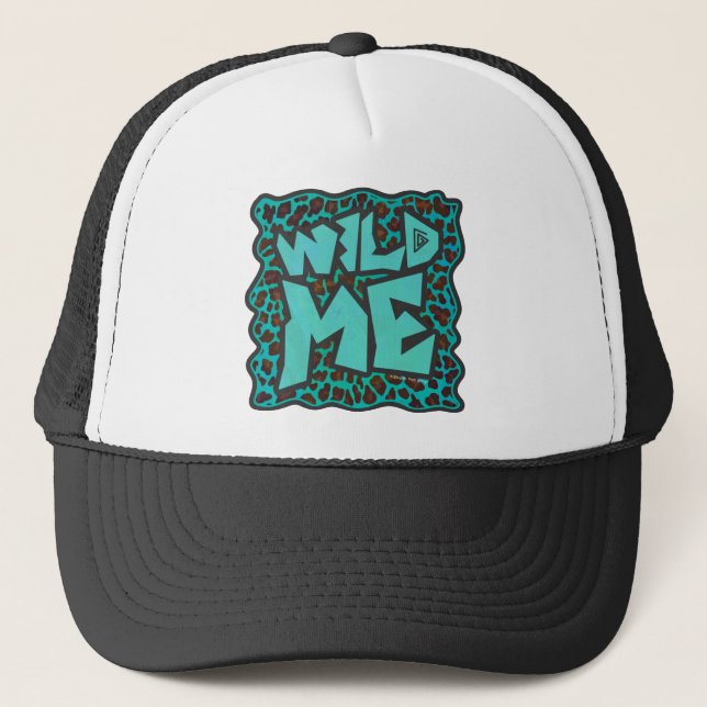 Casquette Wild Me Design léopard Brown et Turquoise (Devant)