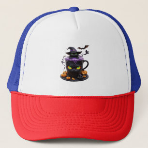 Casquette Witch Cat Halloween Latte – Café Créatif Mignon et