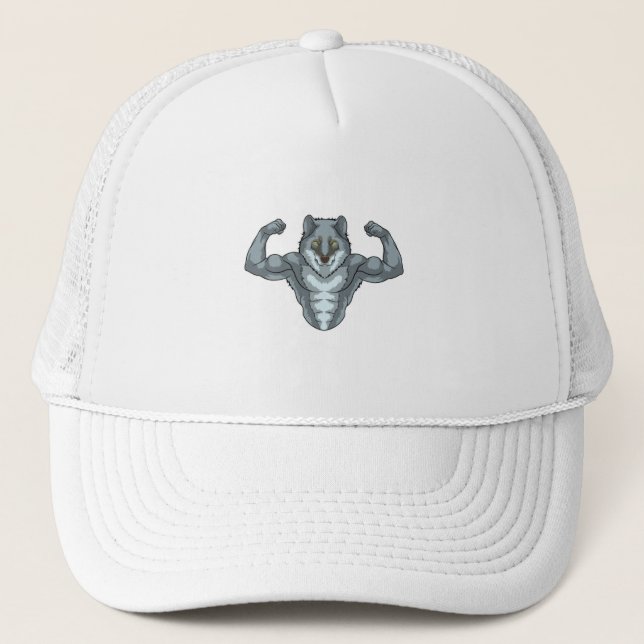 Casquette Wolf comme Bodybuilder avec de grands Muscles (Devant)