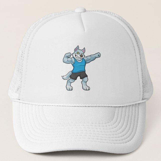 Casquette Wolf comme Bodybuilder avec les gros bras supérieu (Devant)