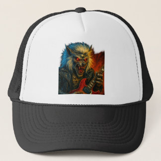 Casquette Wolve en métal lourd jouant de la guitare