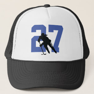 Casquette Women's Custom Hockey Player Number Black and Blue