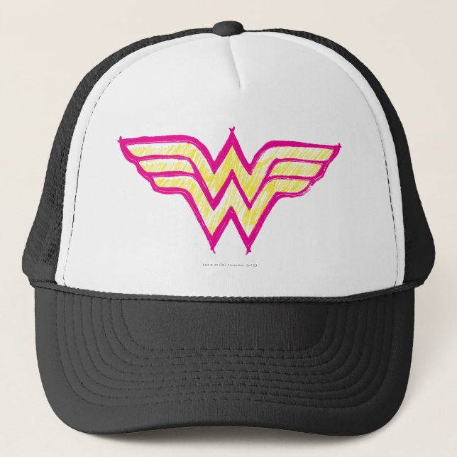 Casquette Wonder Woman Logo couleur rose et jaune (Devant)