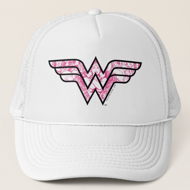 Casquette Wonder Woman Pink Comic Book Collage Logo (Devant)