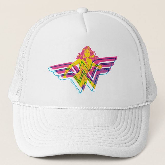 Casquette Wonder Woman Yellow Pink Comic Art Logo (Devant)