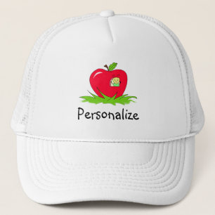 Casquette Worm En Pomme Rouge Avec Nom