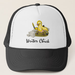 Casquette Writer Chick with Paper, Feather Quill and Ink