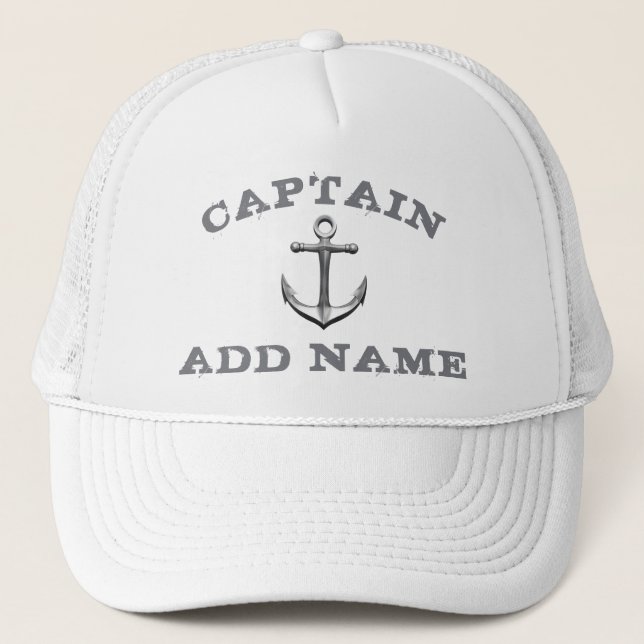Casquettes de capitaine de bateau avec ancre et no (Devant)