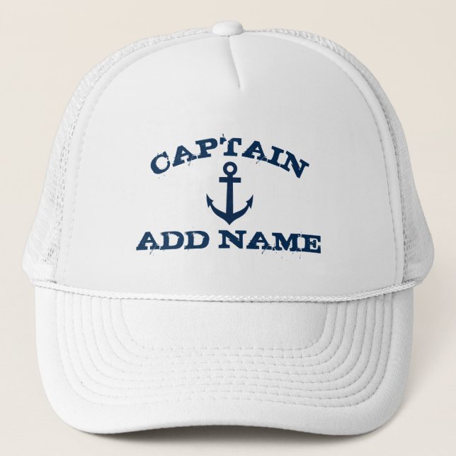 Casquettes de capitaine de bateau avec ancre et no (Devant)
