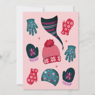 Casquettes d'hiver et carte de Noël Mittens