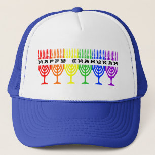 Casquettes heureux de Chanukah d'arc-en-ciel