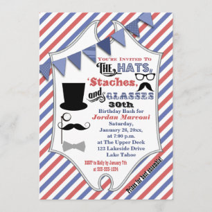 Casquettes, moustaches et lunettes Invitation de 3
