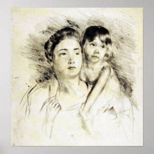 Cassatt - Denise hält ihr Kind mit beiden Händen Poster