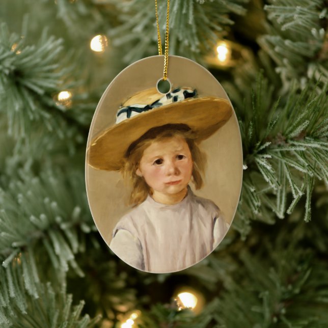 Cassatt Kind mit Strohhut Keramik Ornament (Baum)