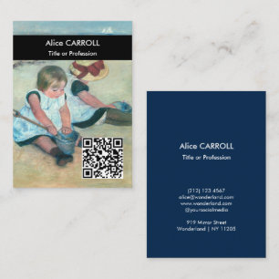 Cassatt - Kinder am Strand spielen - QR-Code Visitenkarte
