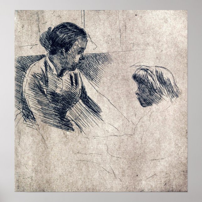 Cassatt - Susan und Kind gegenüberstehen Poster (Vorne)
