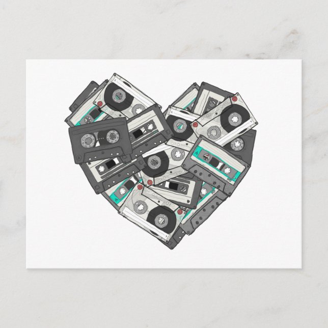 Cassette-Bandherz mit gemischten Gefühlen Postkarte (Vorderseite)