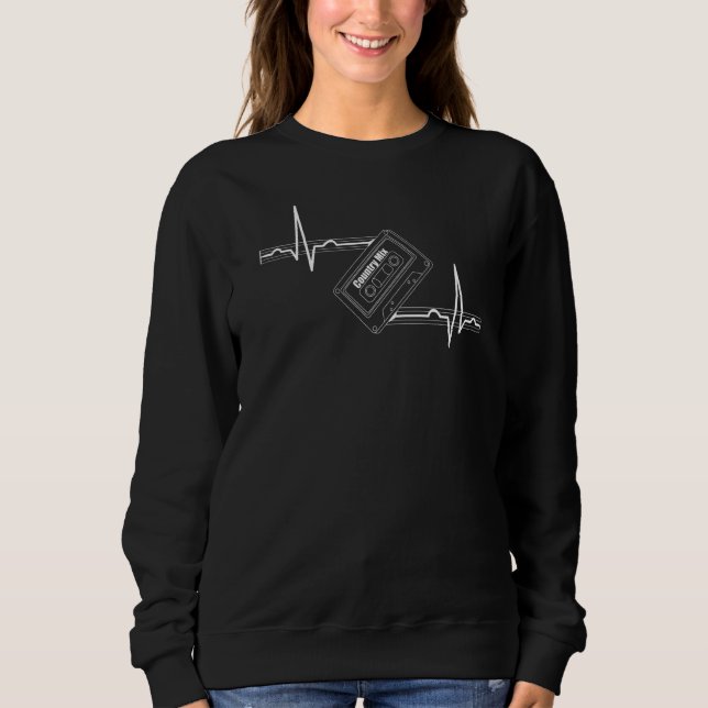 Cassette Heartbeat Country Music Mix Retro Musicia Sweatshirt (Vorderseite)