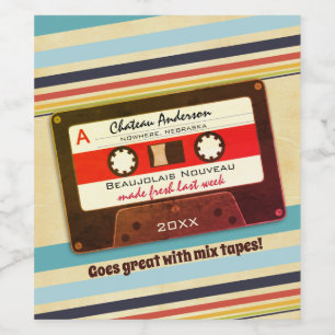 Cassette Mix-Band 70er Rettro personalisierte haus Weinetikett